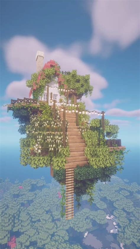 House In The Sky ☁️ Minecraft Aestheticminecraft Cottagecore Fyp