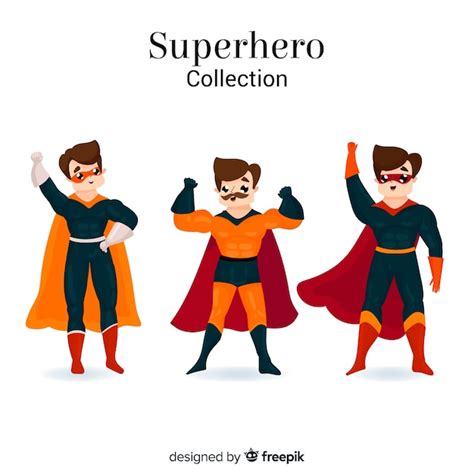Collection De Super Héros Masculin En Style Cartoon Vecteur Gratuite