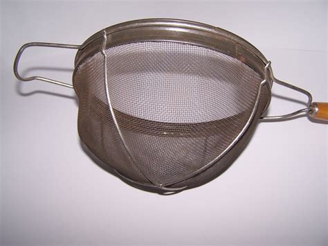 Large Vintage Strainer With Painted Wooden Handle Colanders Strainers