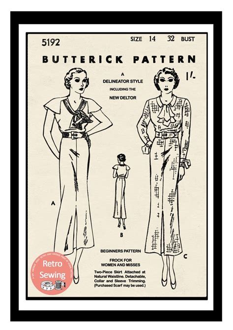 1930s Cape Sleeve Tea Dress Pdf Sewing Pattern Bust 32 Etsy French