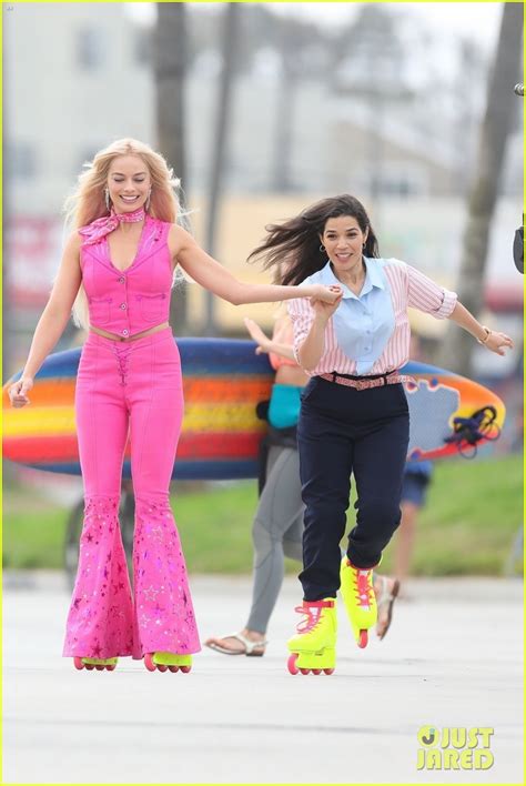 Margot Robbie And America Ferrera Go Roller Blading For Barbie Movie