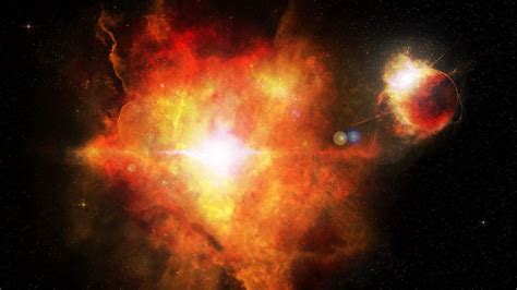 Download Wallpaper 1366x768 Planet Flash Nebula Stars Yellow