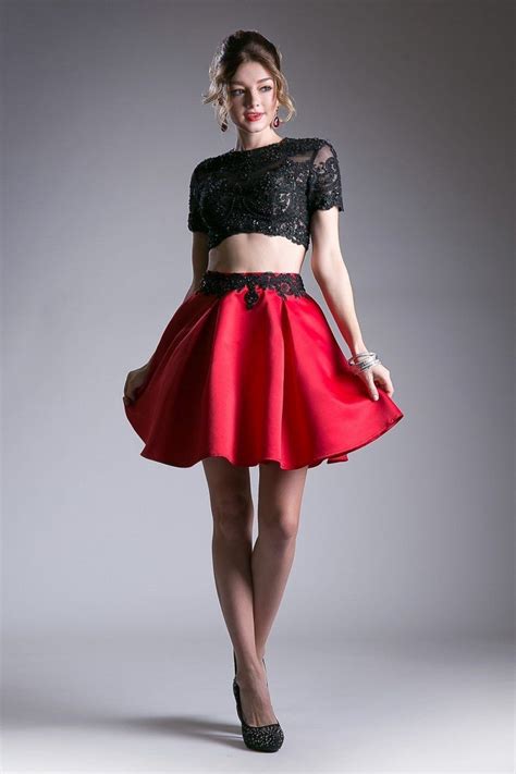 Lace Bodice Short 2 Piece Dress By Cinderella Divine Cr747s Two Piece