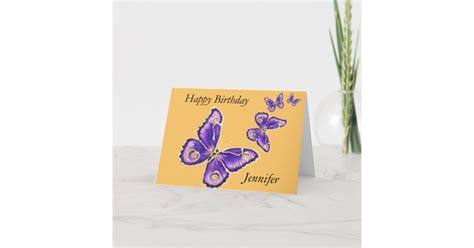 Jennifer Happy Birthday Purple Butterfly Card Zazzle