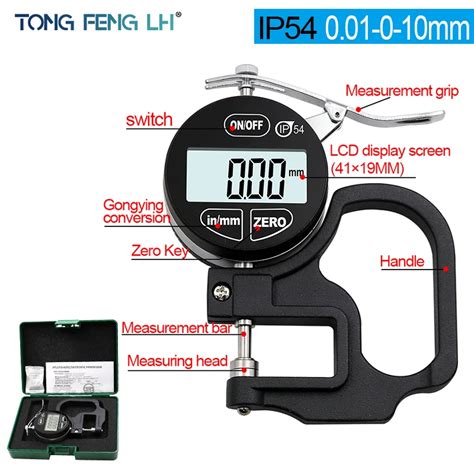 Ip54 001mm Digital Thickness Gauge Meter Portable Lcd Electronic