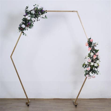 8ft Tall Gold Hexagonal Metal Wedding Arch Photo Booth Backdrop