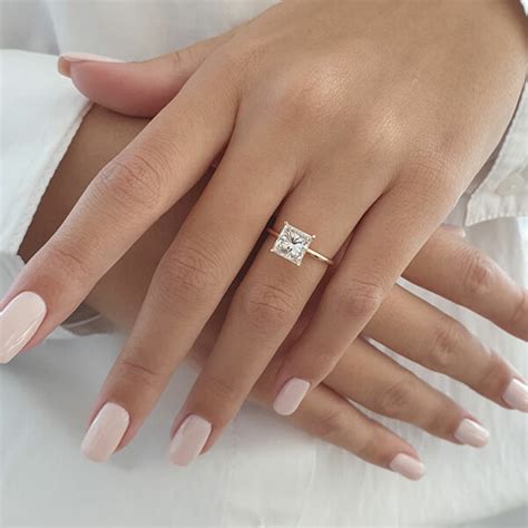 Rose 2 Carat Princess Cut Diamond Engagement Ring Nature Sparkle