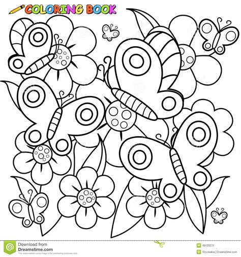 De kleurplaten bloemen bevatten o.a. Fjärilar Och Blommor För Sida För Färgläggningbok Vektor Illustrationer - Illustration av ...