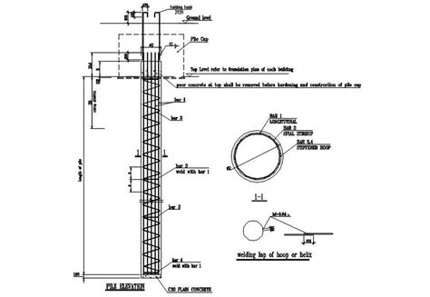 Pile Elevation Design In Autocad 2d Drawing Dwg File Cad File Cadbull