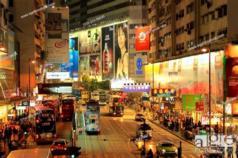 Busy Causeway Bay At Night Hong Kong Stock Photo Picture And Rights