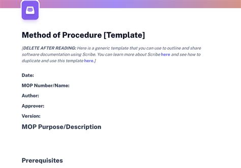 Method Of Procedure Templates To Build Processes — Easily Scribe