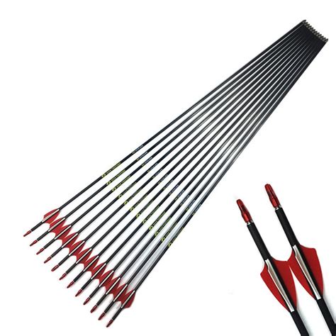 Pure Carbon Arrows Spine 500 600 700 800 900 1000 Id42mm Plastic Vanes