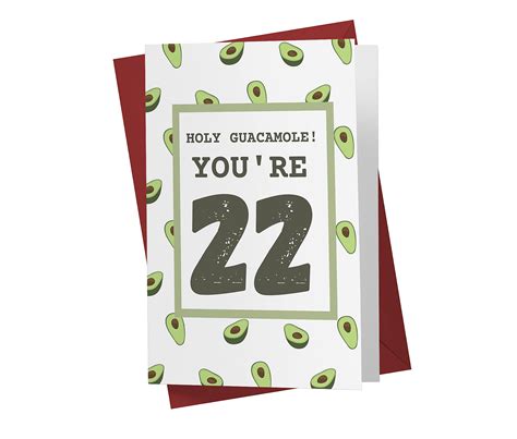 Buy Funny 22nd Birthday Card Funny Avocado 22 Years Old Anniversary Card Happy 22nd Birthday