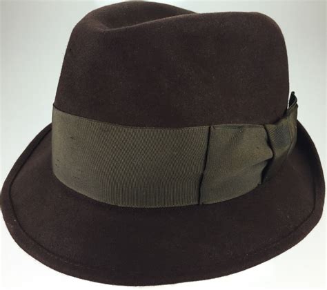 Vintage Brown Felt Mens Stetson Fedora Hat Ribbon Siz Gem