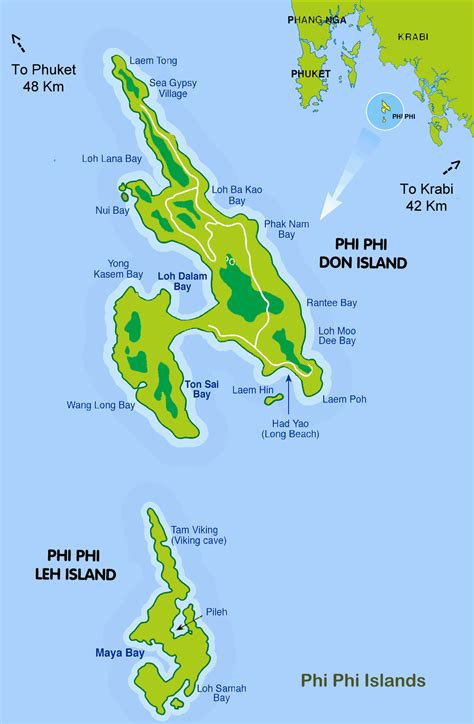 Mapa De Phi Phi Plano Con Rutas Turísticas