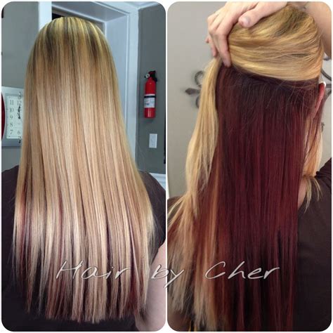 Blonde And Red Hair Blonde Highlights And Red Hidden Underneath