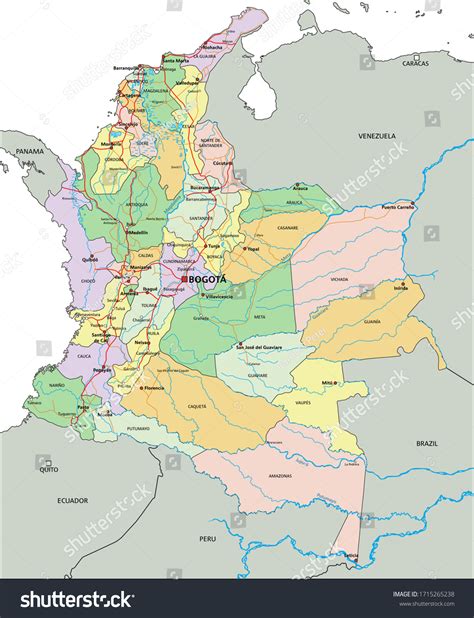 colombia highly detailed editable political map stock vector image sexiz pix