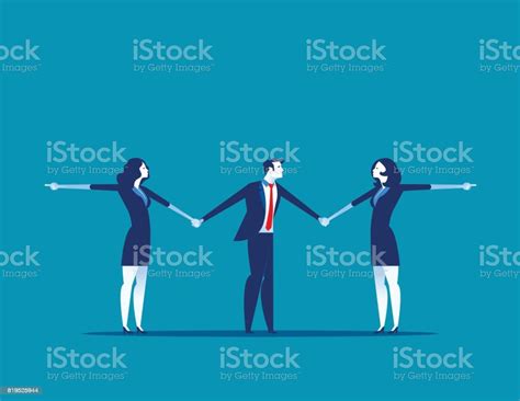 Business People Tugging A Man Concept Businesss Vector Illustration Stock Illustration