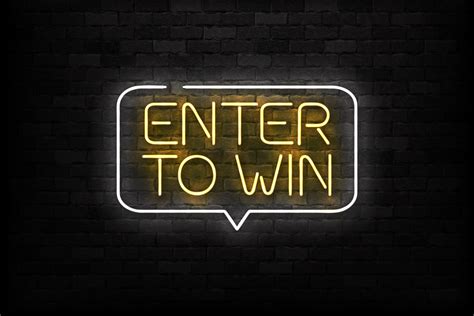 Vector Realistic Isolated Neon Sign Of Enter To Win Logo For Decoration And Covering On The Wall