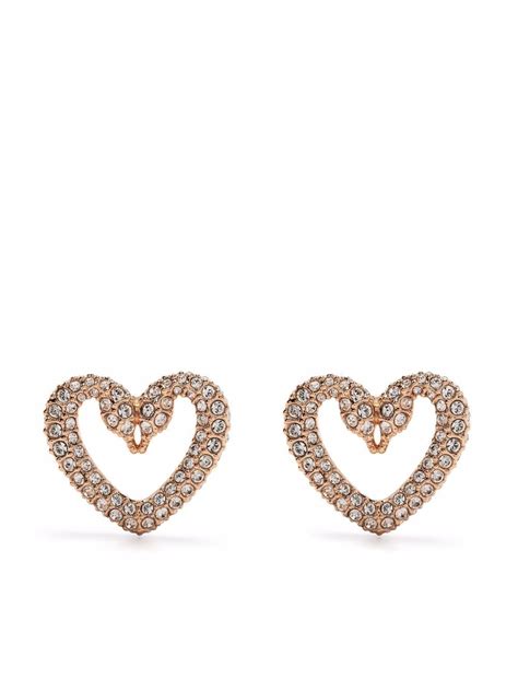 Swarovski Una Crystal Heart Stud Earrings Farfetch