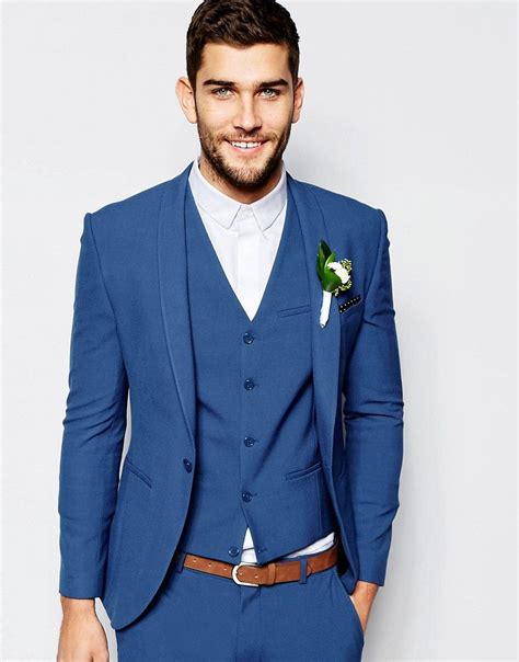 Asos Wedding Super Skinny Suit Jacket In Mid Blue At Best