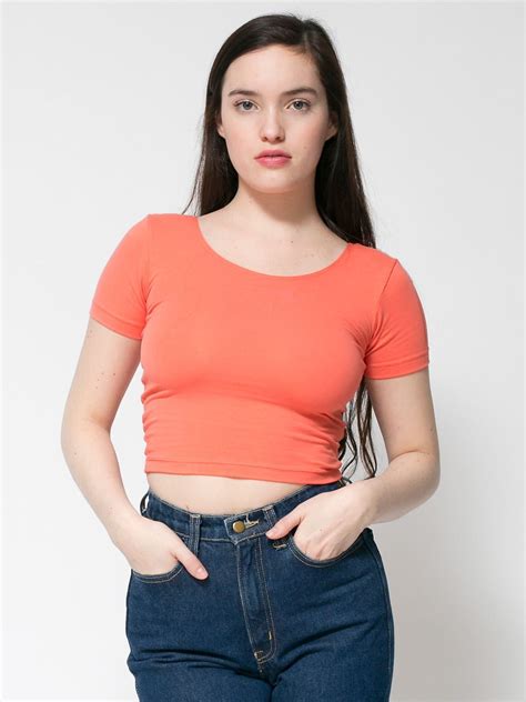 Americanapparel Cotton Spandex Jersey Crop Tee Short Sleeve Cropped