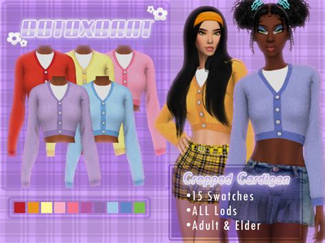 The Sims Resource B0t0xbrat Cropped V Neck Cardigan
