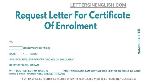 Request Letter For Certificate Of Enrolment Sample Letter For