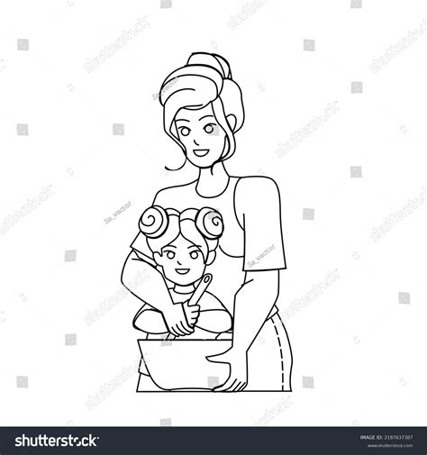 Mother Daughter Cooking Vector Kitchen Happy Stock Vector Royalty Free 2187637387 Shutterstock