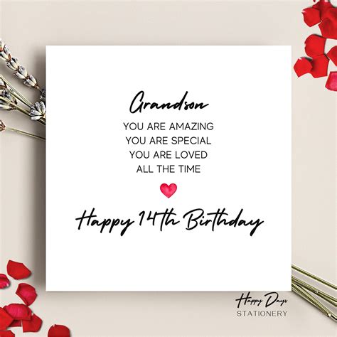 Grandson Birthday Card Poem Grandson 14th Birthday Card 14th Etsy Uk