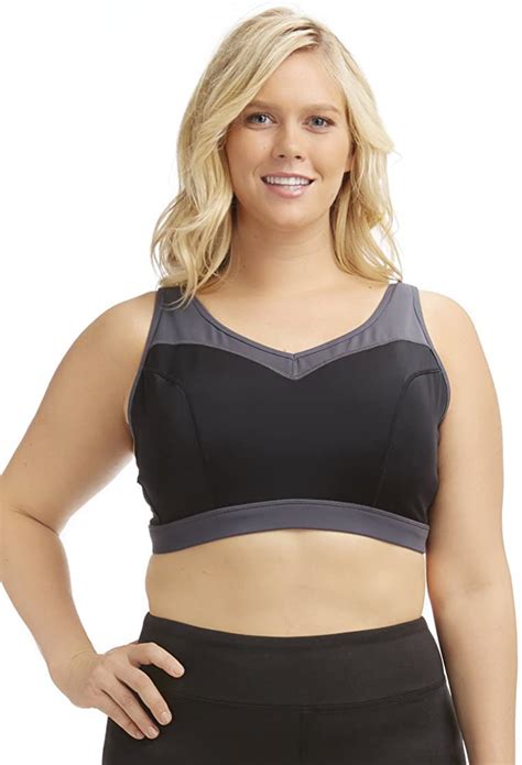 Marika Curves Womens Polyanna Sports Bra Plus Size 42dd Black At