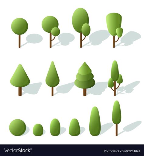 Set Trees Isometric 3d Trees For Landscape Design Vector Image