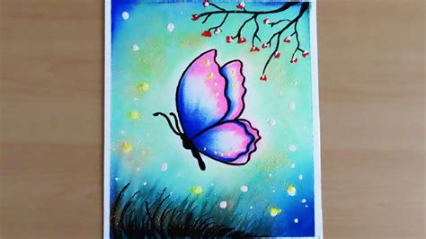 Easy Butterfly Scenery Drawing With Oil Pastels Bmp Ever