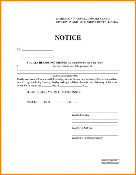 Free Printable Day Eviction Notice Form Printable Templates