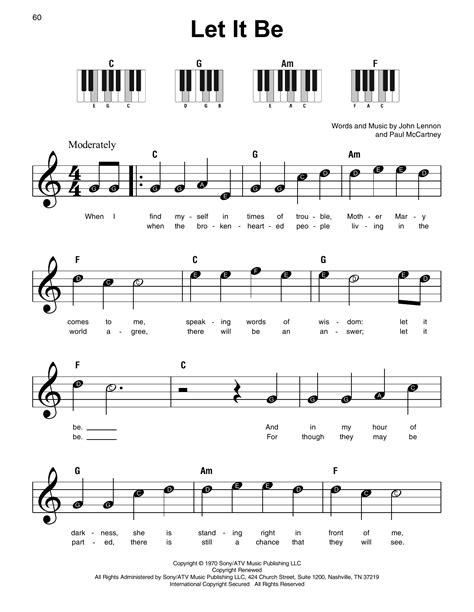 Let It Be Sheet Music The Beatles Super Easy Piano Easy Piano
