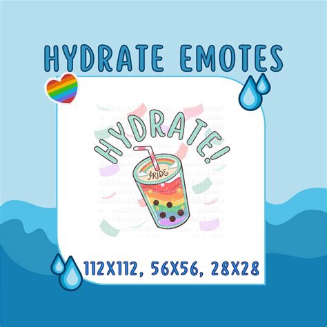 Hydrate With Pride Emote Cute Emotes For Twitch Discord Youtube Etc