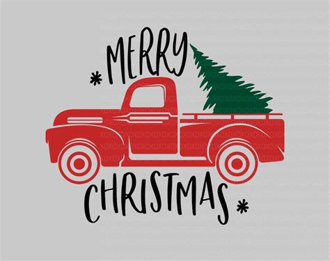 Merry Christmas Svg Christmas Red Truck Svg Holiday Quote Etsy