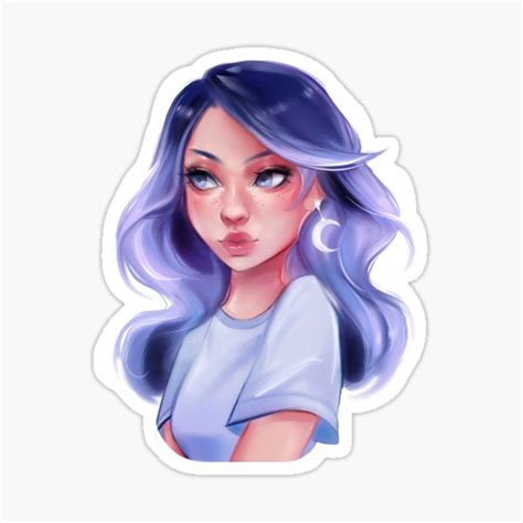 Purple Moon Galaxy Girl Sticker For Sale By Reverdant Redbubble