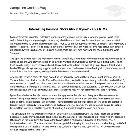 Interesting Personal Story About Myself This Is Me Narrative Free