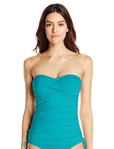 Anne Cole Womens Twist Front Shirred Bandeau Tankini Want