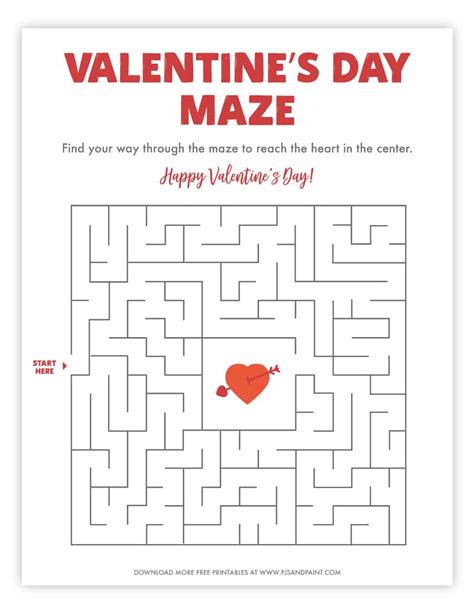 Free Printable Valentines Day Maze Pjs And Paint