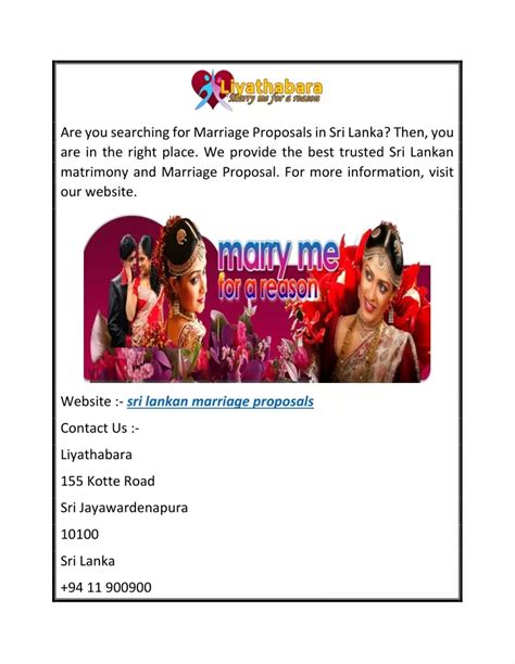 Ppt Sri Lankan Marriage Proposals Liyathabara Powerpoint Presentation