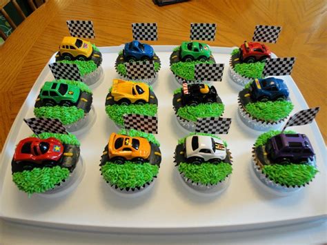 Race Car Cupcakes — Cupcakes Hotwheels Birthday Party Race Car