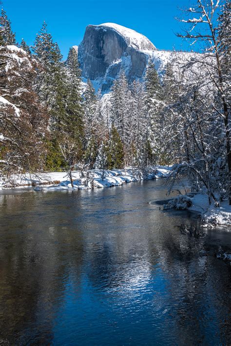 Yosemite Half Dome Merced River Reflections Fine Art Winter Photography