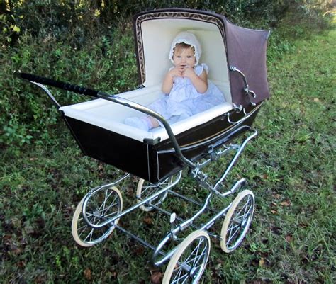 Vintage Silver Across Baby Stroller English Baby Carriage