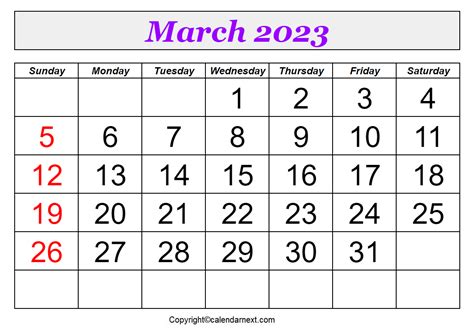 March 2023 Calendar With Holidays Calendar Next