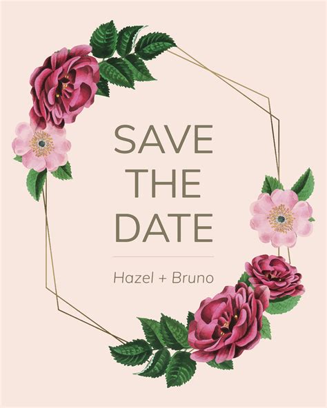 Download Save the date with floral frame vector - Download Free ...
