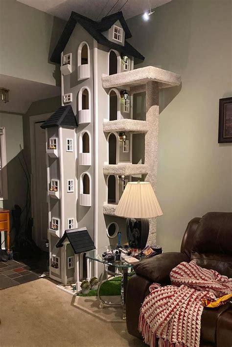 Man Builds Two Kitty Towers Inside His Home And Now Everyones Cats Are