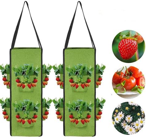Full House Hanging Strawberry Planter Bags W 8 Pockets Wall Hanging