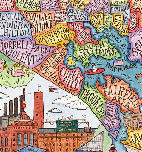 Baltimore Maryland Neighborhood Map Art Print Etsy